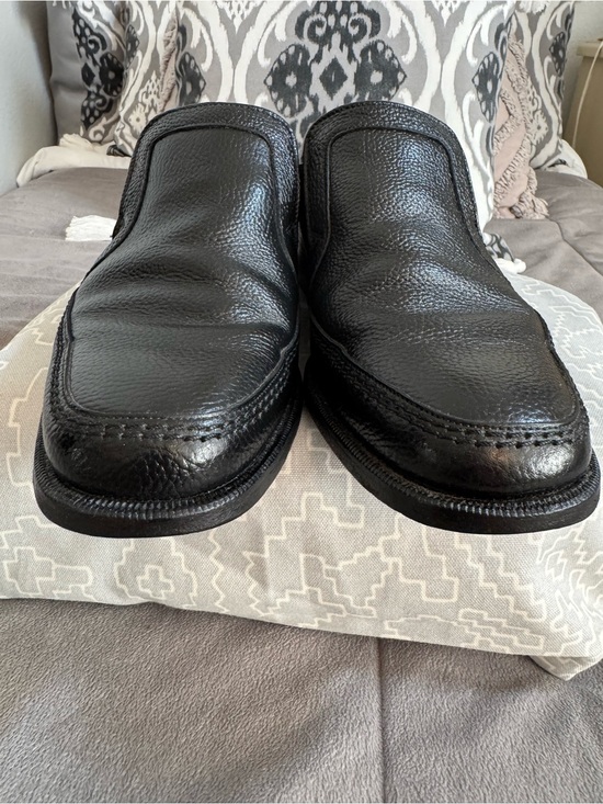Ambassador men’s hand crafted Black Pebbled Leather formal dress Loafers Sz 9D main image 6